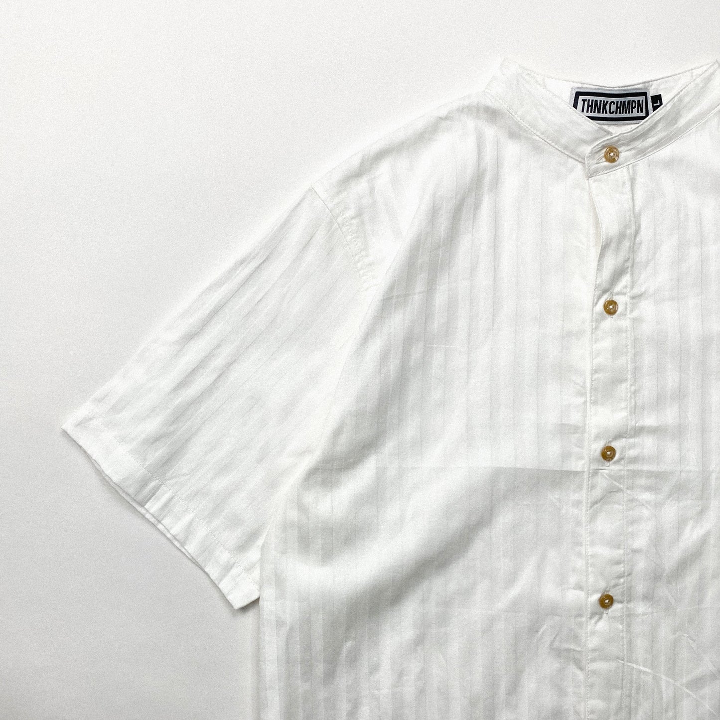 MANDARIN COLLAR™ | RETRO OVERSIZED POLO IN SHADOW WHITE STRIPES