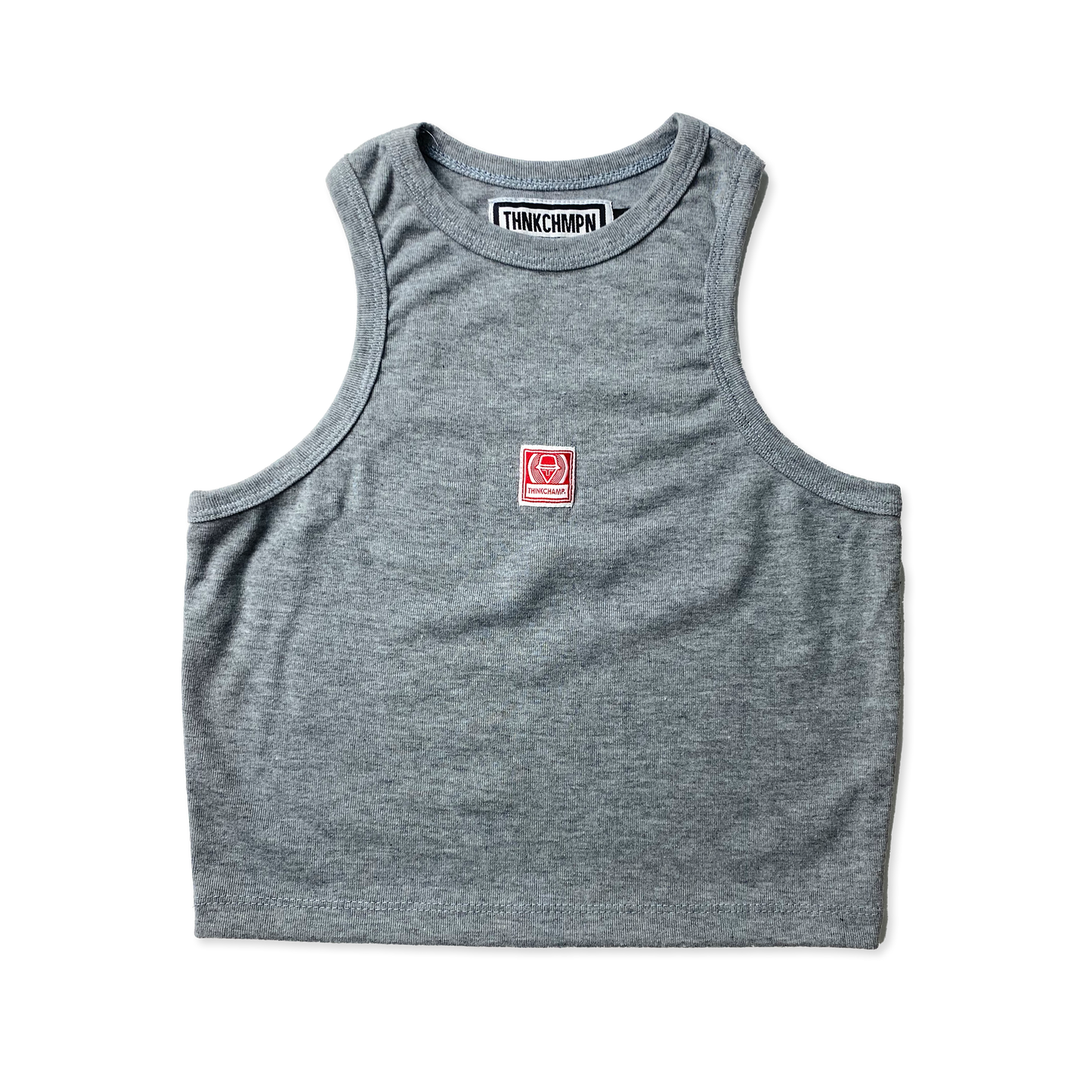 RIB TANK CROP TOP IN HEATHER GREY
