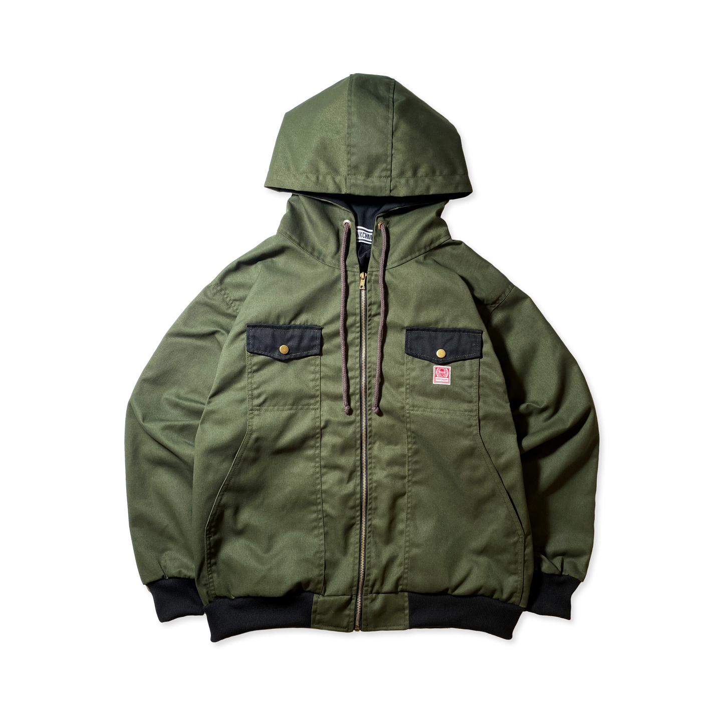 WORKWEAR ZIP UP HOODIE IN OLD LAKE GREEN - BASALT BLACK