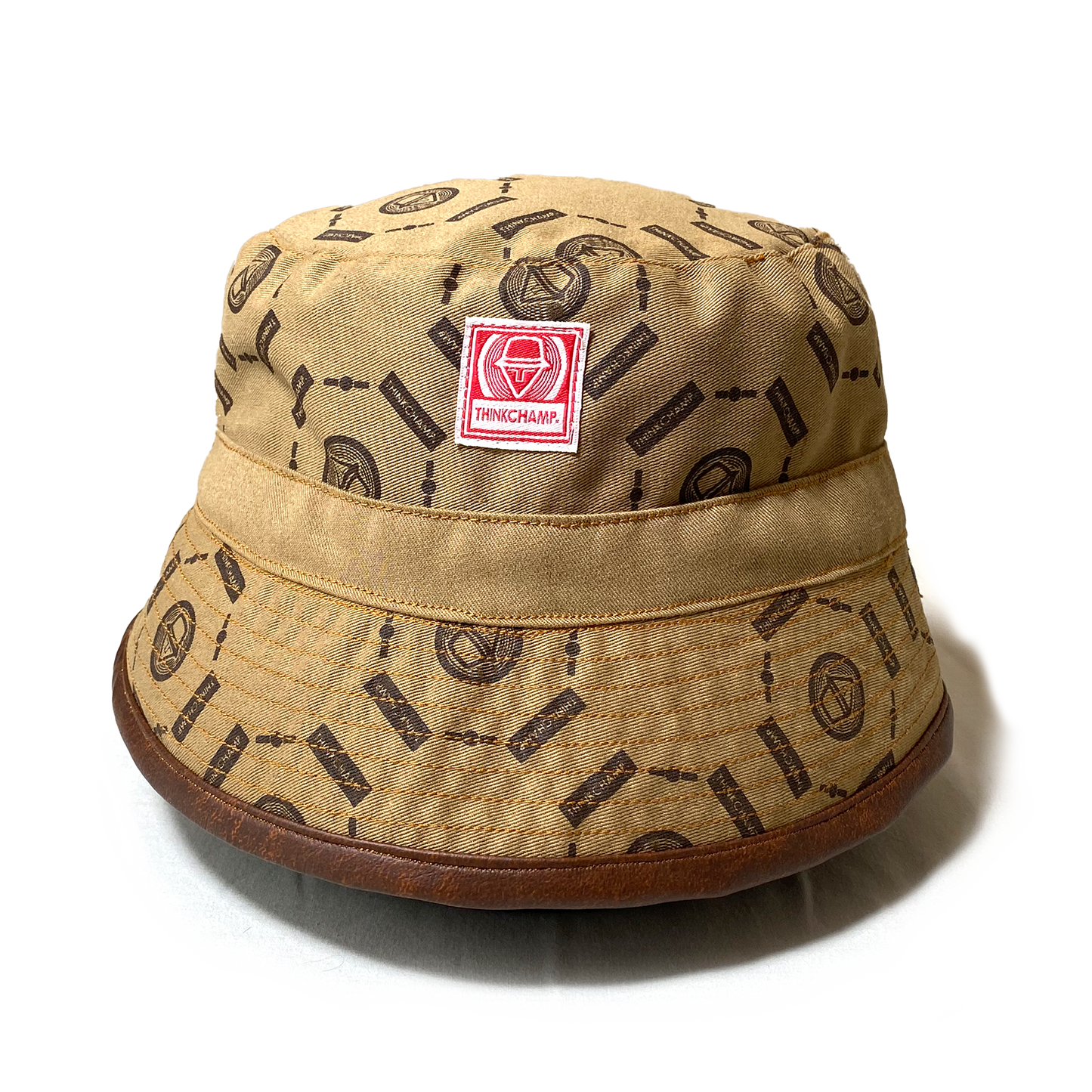 FULL PRINT DENIM BUCKET HAT IN KHAKI