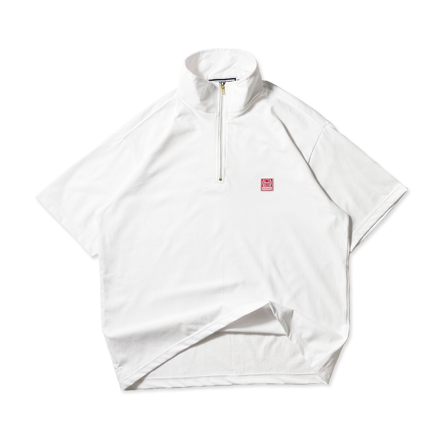 QUARTER ZIP ICONIC PATCH | BOXY FIT IN WHITE