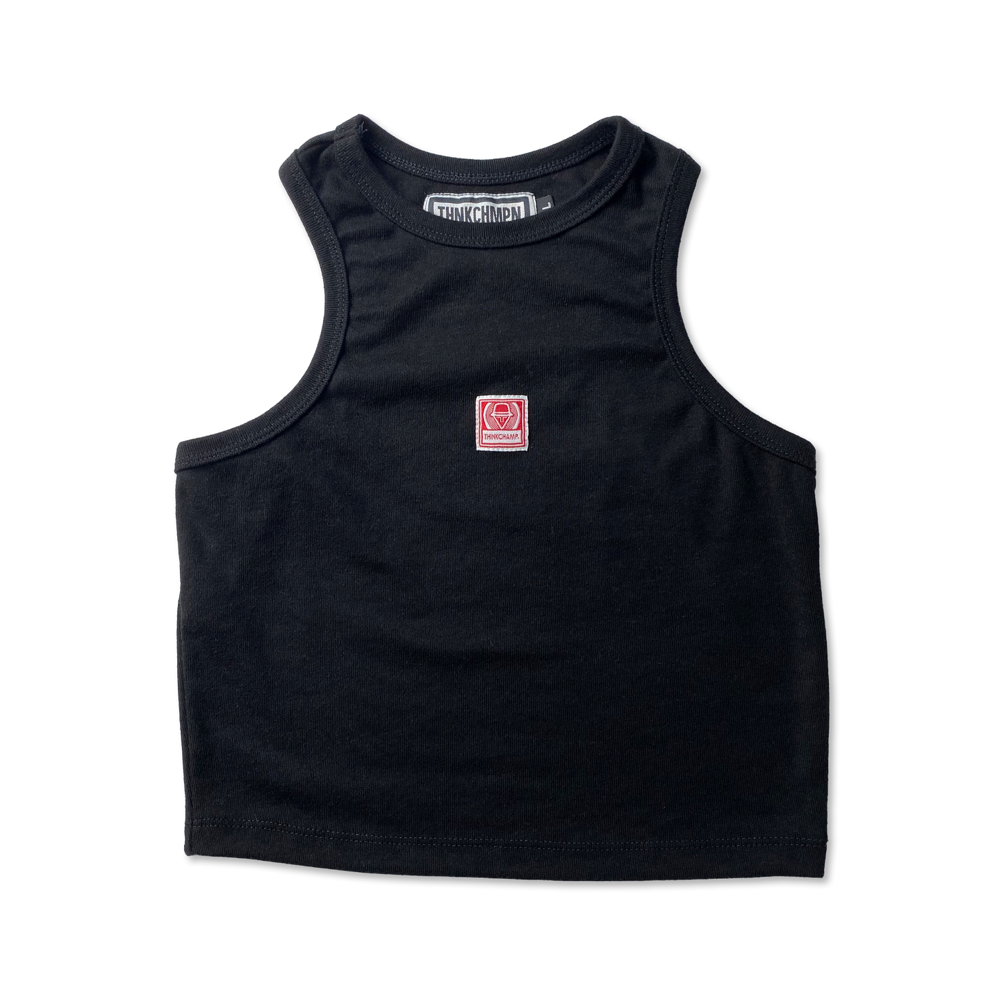 RIB TANK CROP TOP IN BASALT BLACK