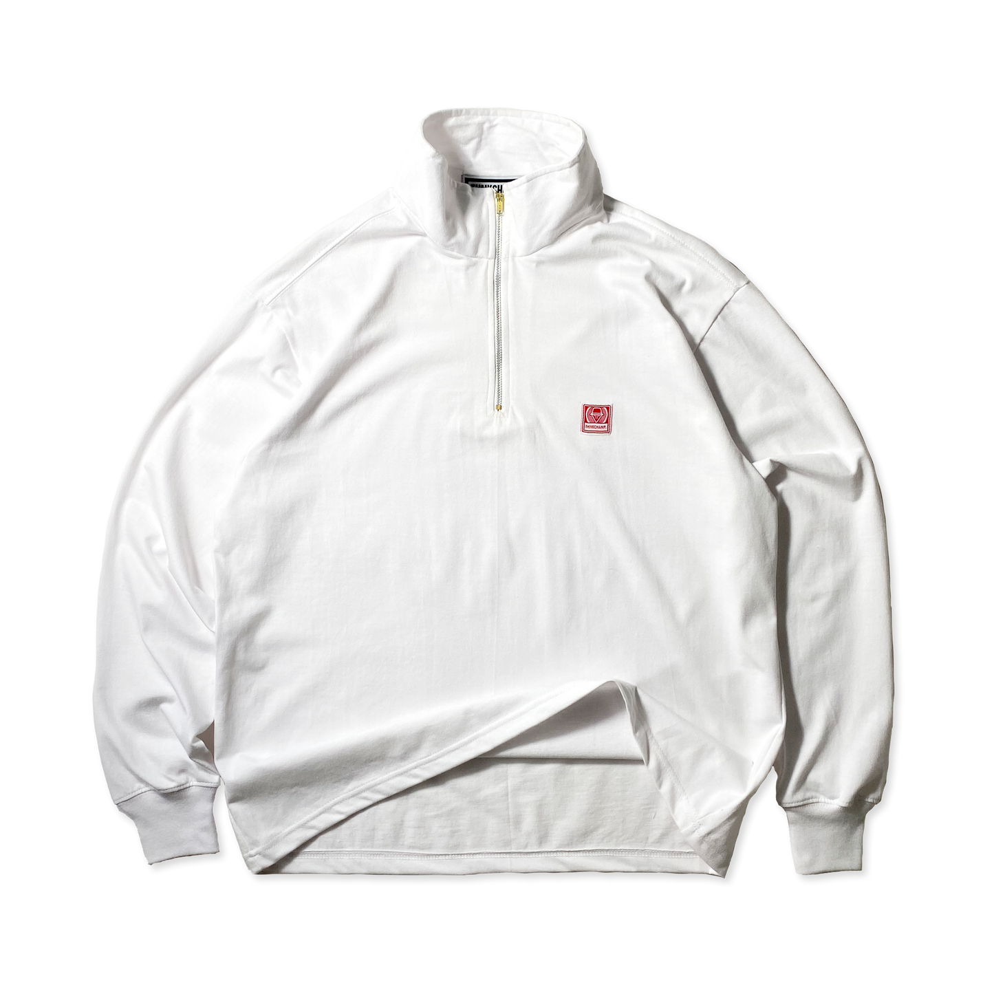 QUARTER ZIP L/S ICONIC PATCH | BOXY FIT IN WHITE