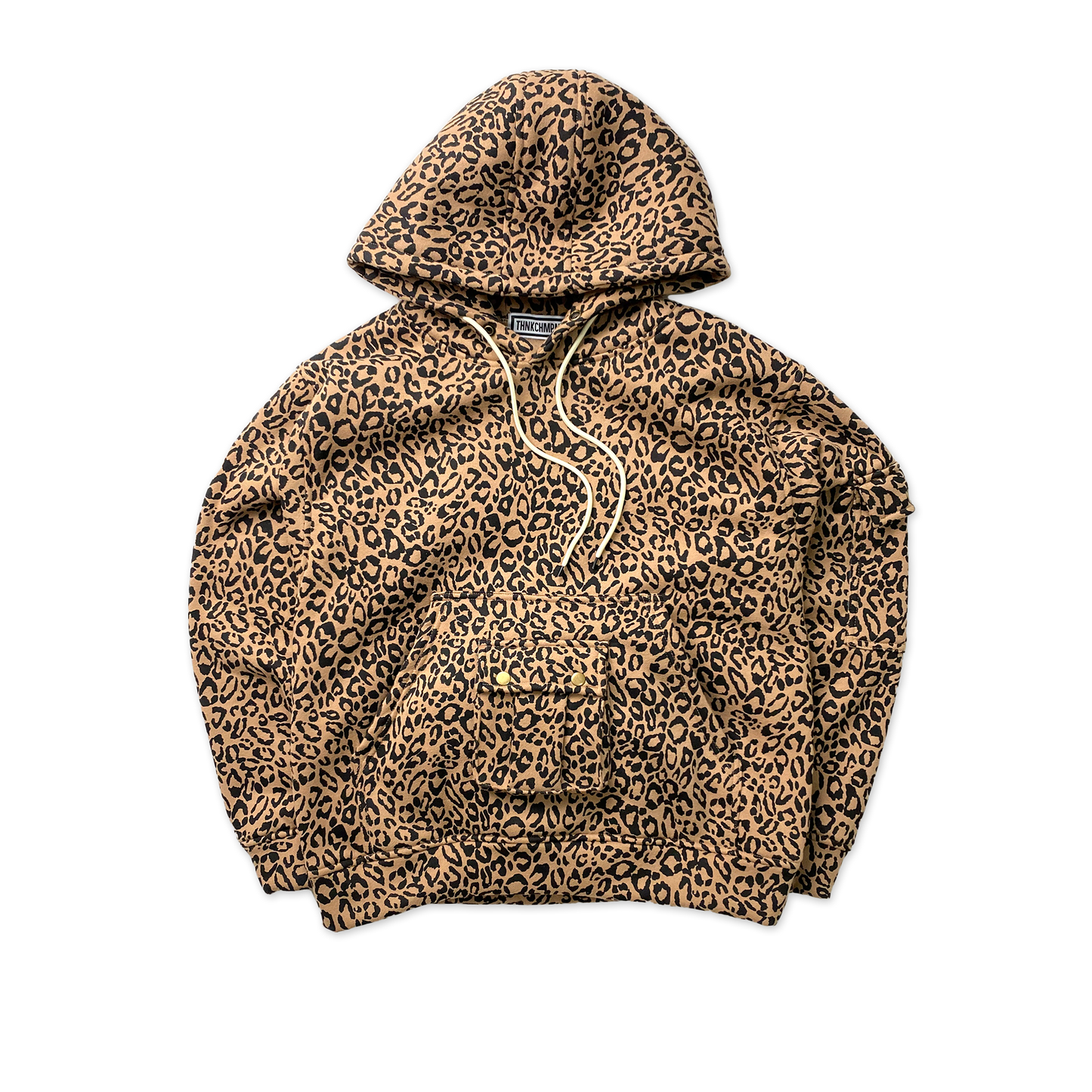 LEOPARD MARKING™ | OVERSIZED PULL OVER 3-POCKET HOODIE IN LATTE KHAKI