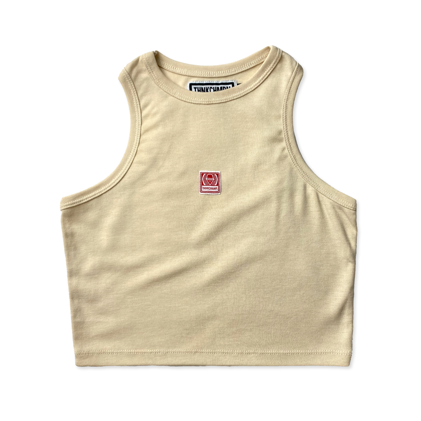 RIB TANK CROP TOP IN OFFWHITE-BEIGE