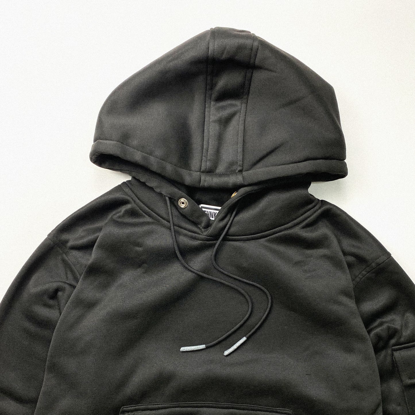 OVERSIZED PULL OVER 3-POCKET HOODIE IN BASALT BLACK