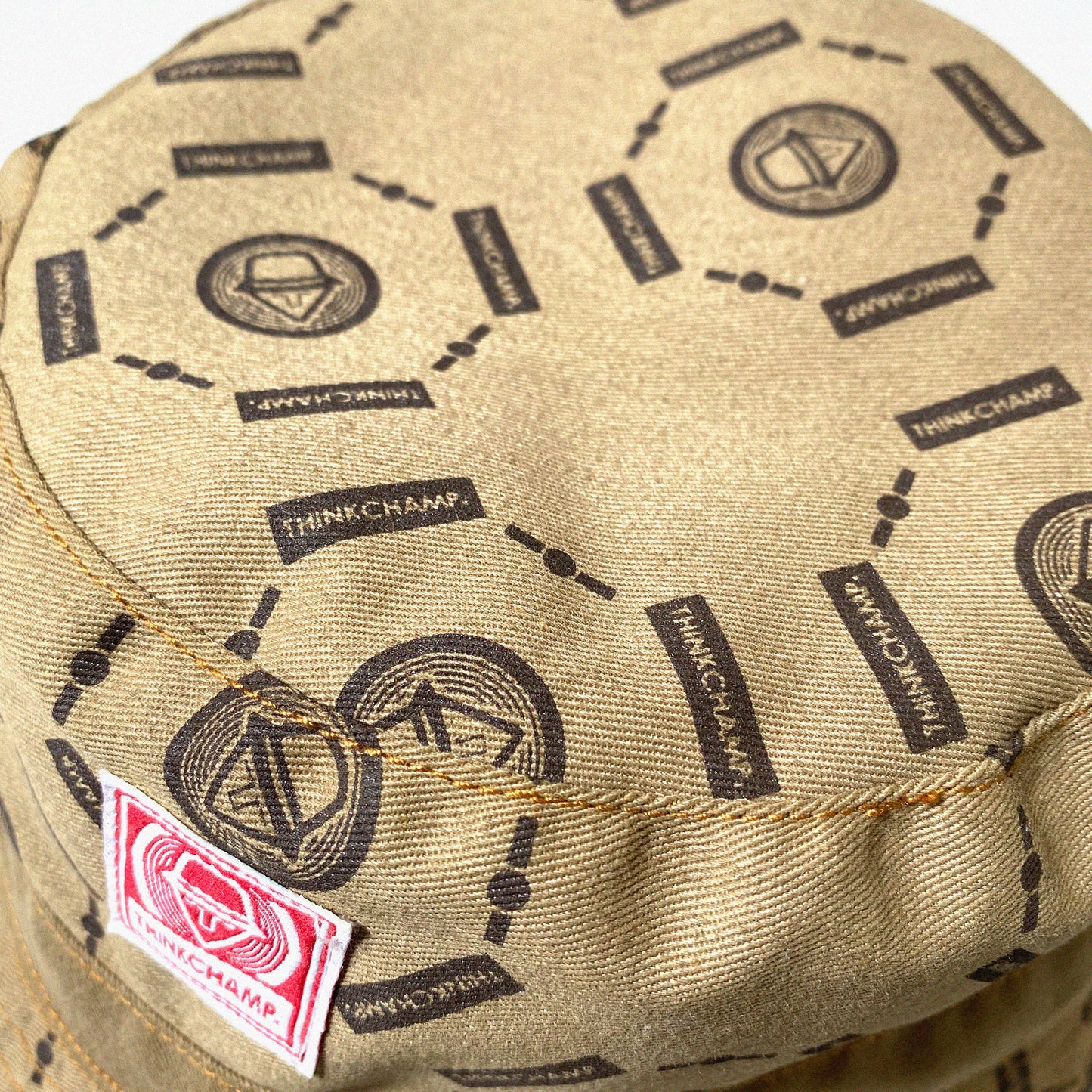 FULL PRINT DENIM BUCKET HAT IN KHAKI