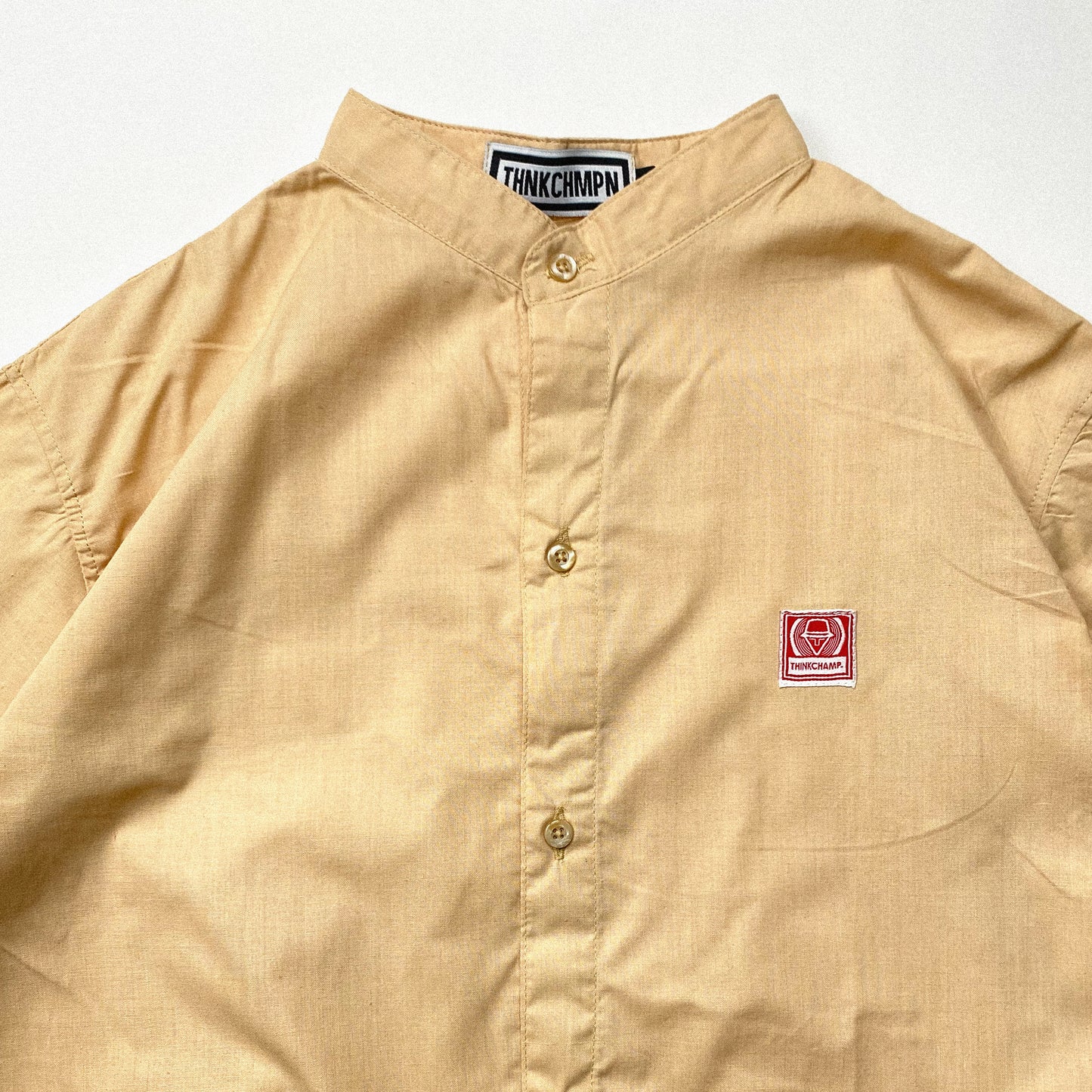MANDARIN COLLAR™ | RETRO OVERSIZED POLO IN LATTE KHAKI