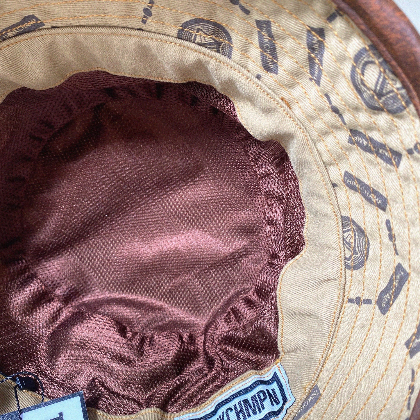 FULL PRINT DENIM BUCKET HAT IN KHAKI