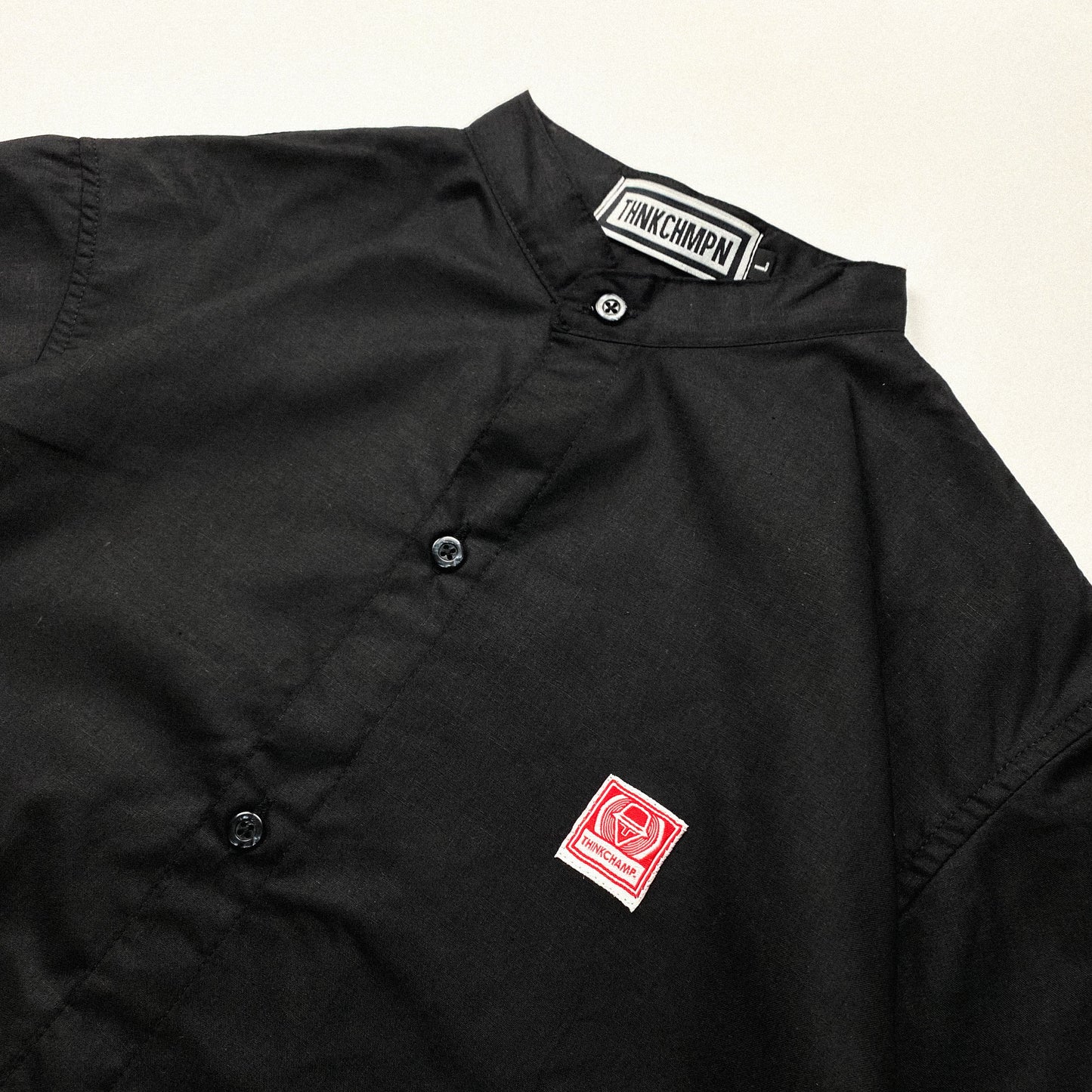 MANDARIN COLLAR™ | RETRO OVERSIZED POLO IN BASALT BLACK