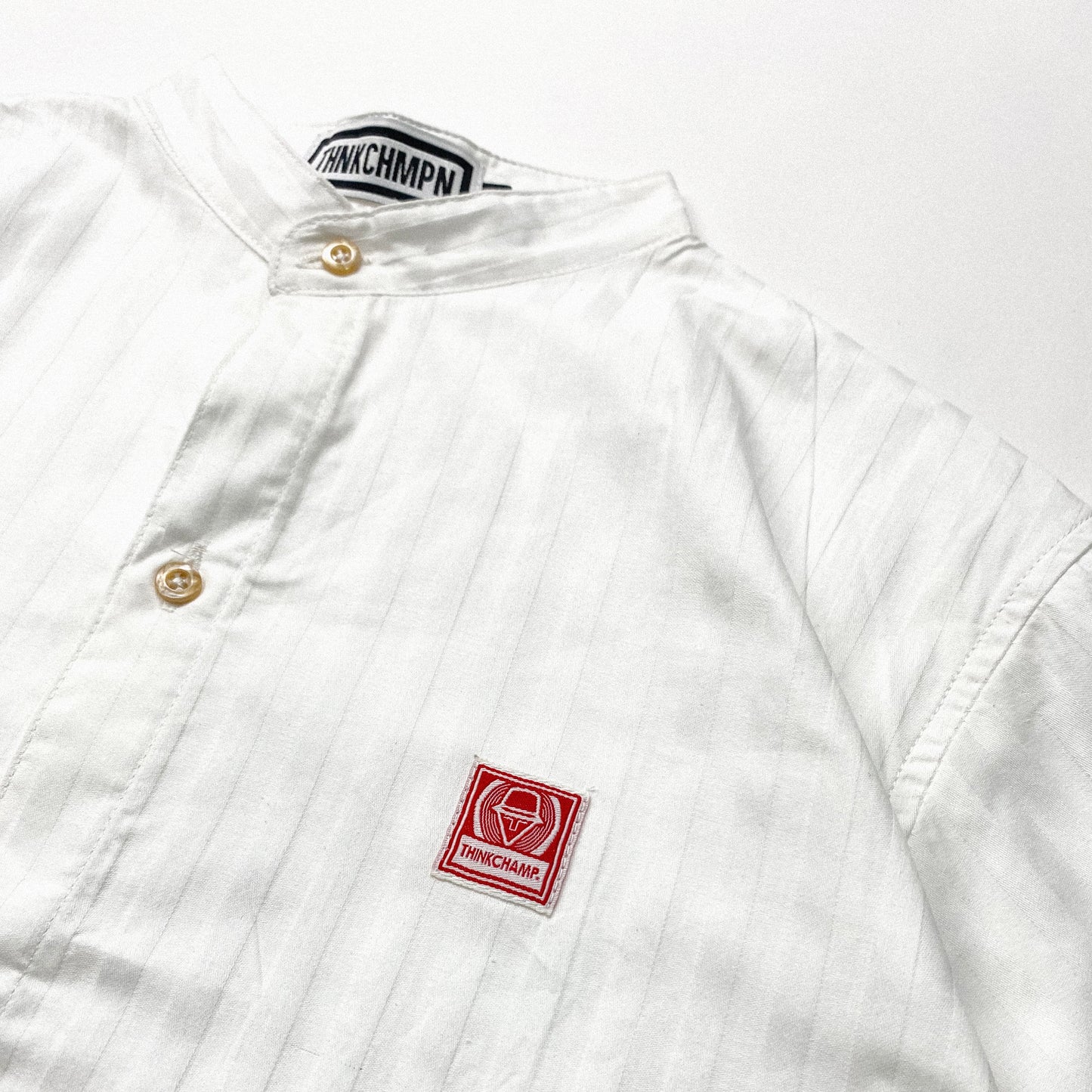 MANDARIN COLLAR™ | RETRO OVERSIZED POLO IN SHADOW WHITE STRIPES