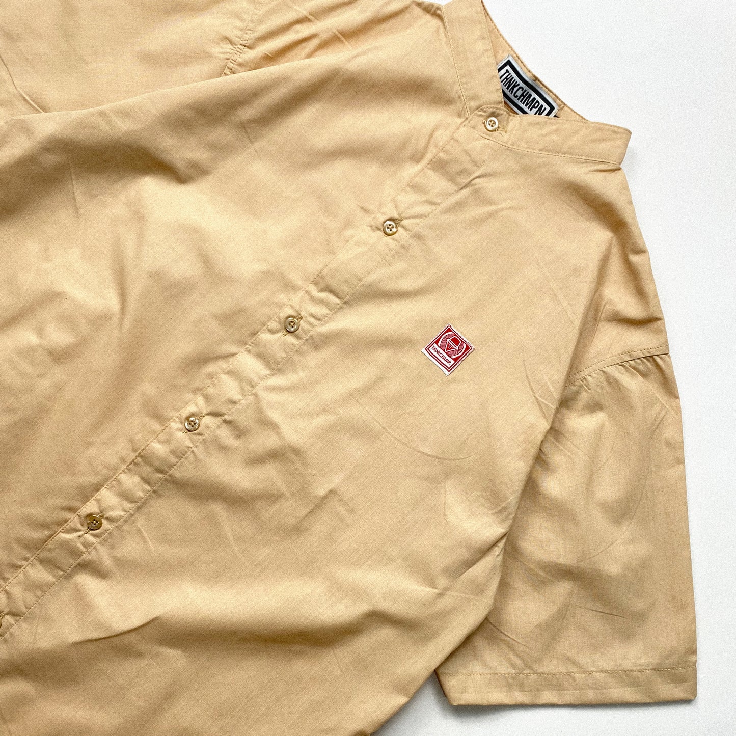 MANDARIN COLLAR™ | RETRO OVERSIZED POLO IN LATTE KHAKI