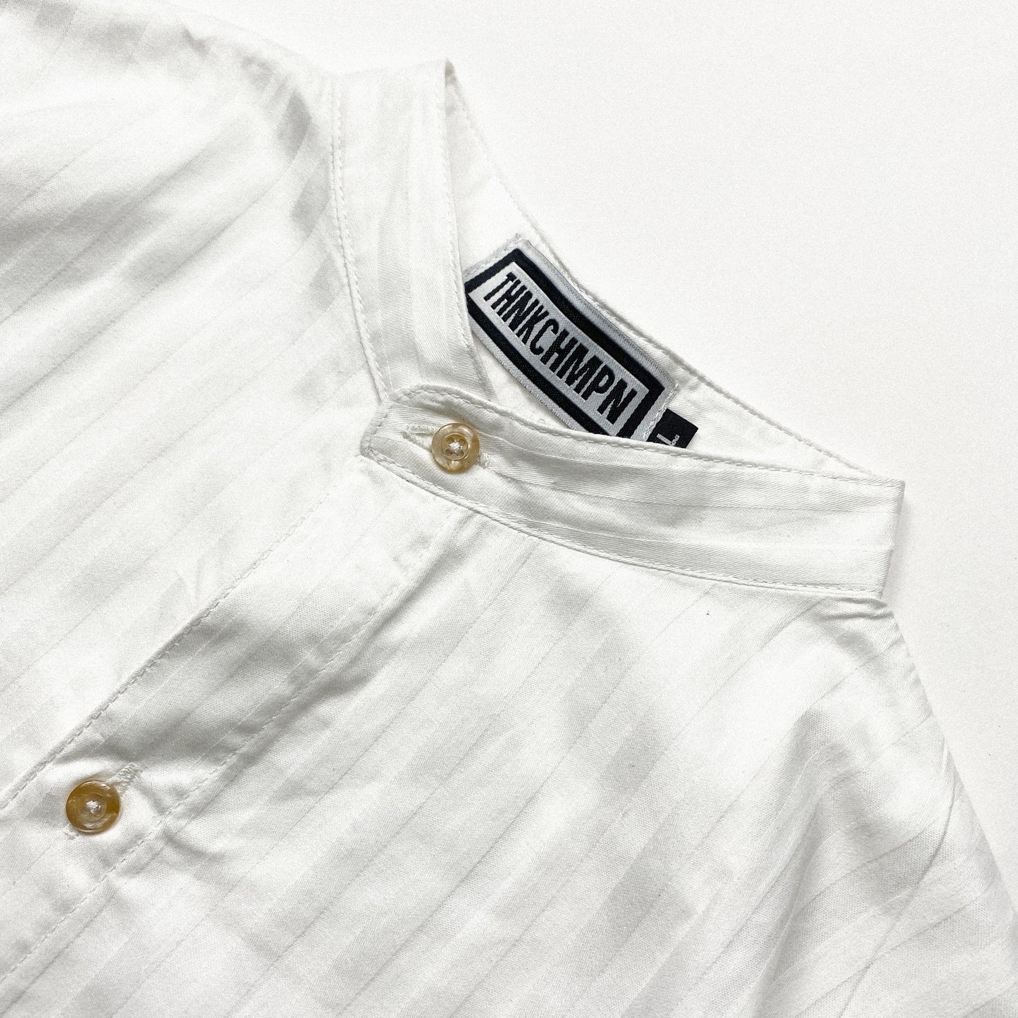 MANDARIN COLLAR™ | RETRO OVERSIZED POLO IN SHADOW WHITE STRIPES