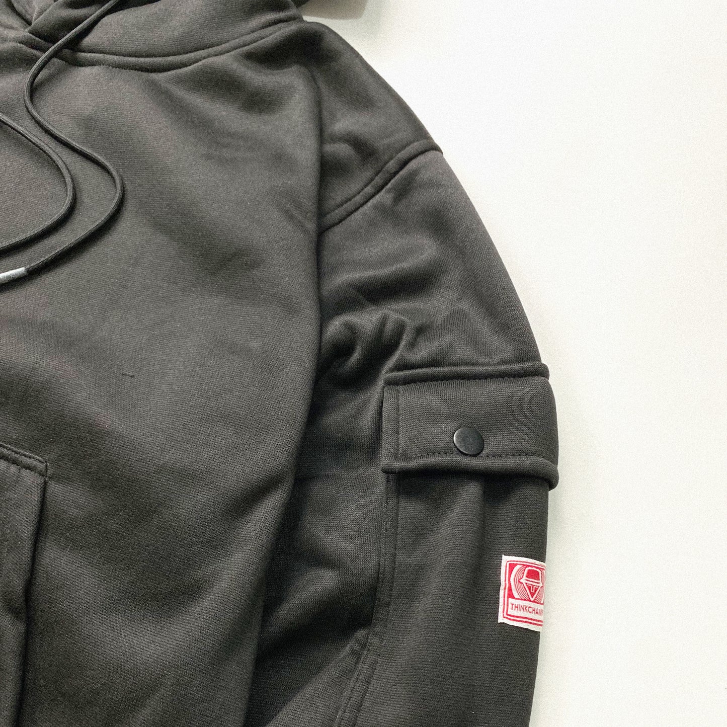 OVERSIZED PULL OVER 3-POCKET HOODIE IN BASALT BLACK