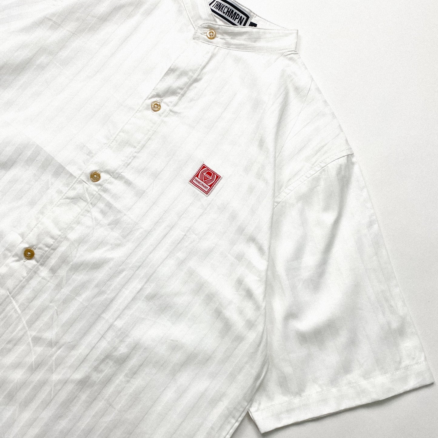 MANDARIN COLLAR™ | RETRO OVERSIZED POLO IN SHADOW WHITE STRIPES