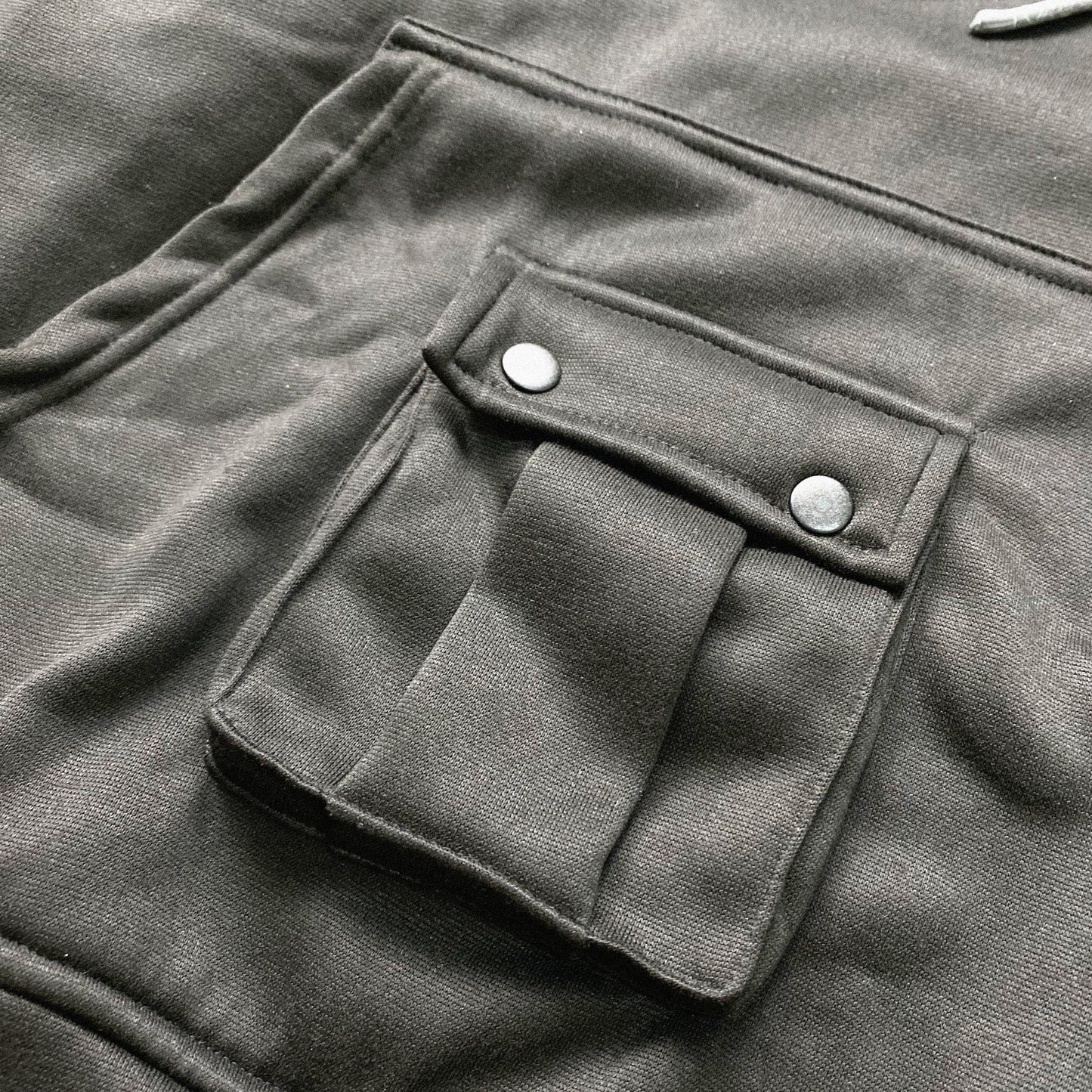 OVERSIZED PULL OVER 3-POCKET HOODIE IN BASALT BLACK