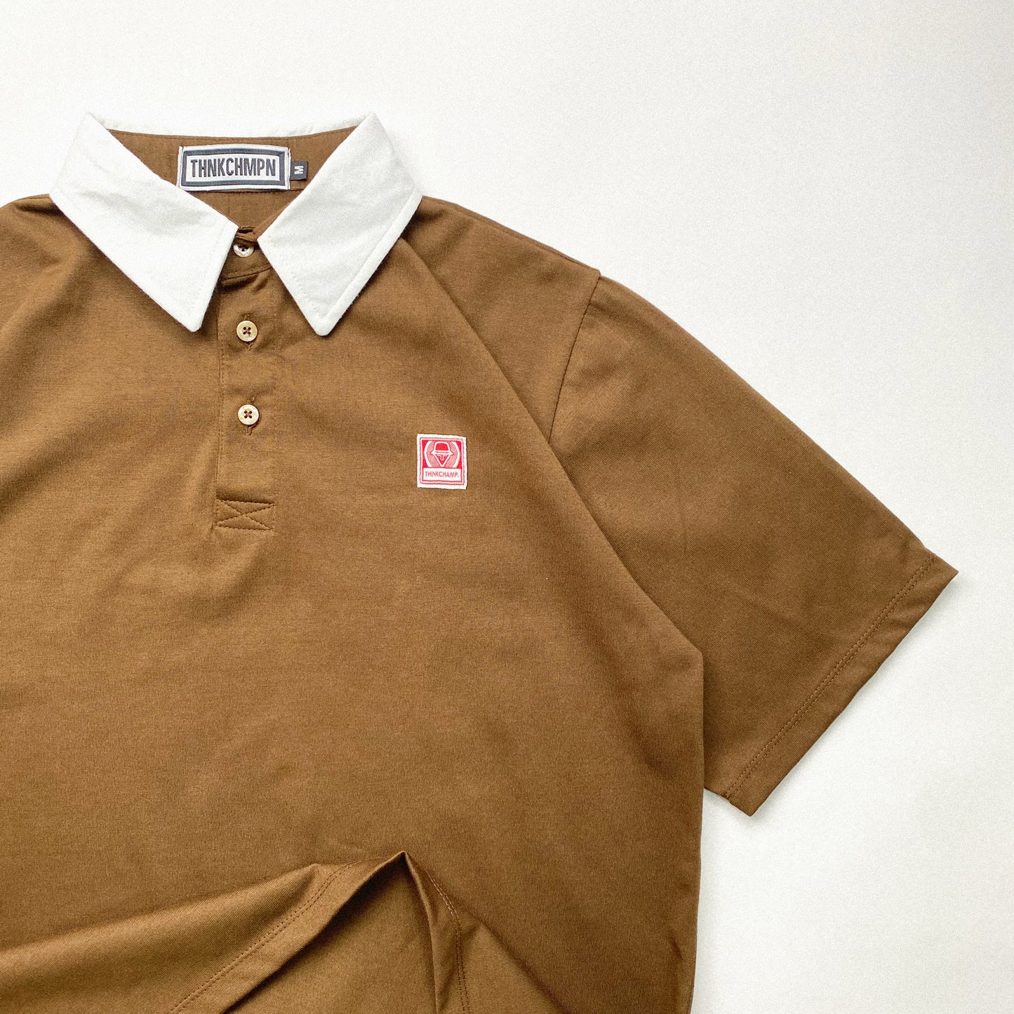 POLO CLUB™ | OVERSIZED POLO SHIRT IN OFFWHITE - MUD BROWN