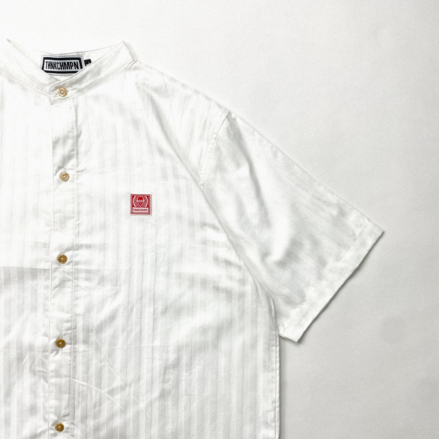 MANDARIN COLLAR™ | RETRO OVERSIZED POLO IN SHADOW WHITE STRIPES