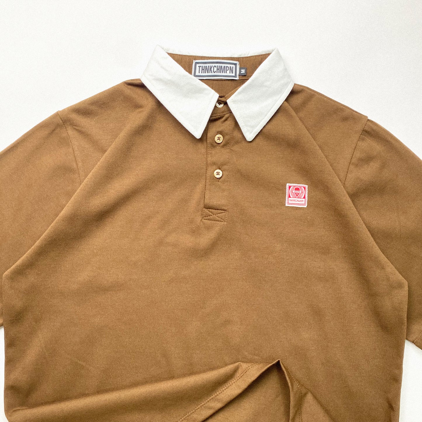 POLO CLUB™ | OVERSIZED POLO SHIRT IN OFFWHITE - MUD BROWN