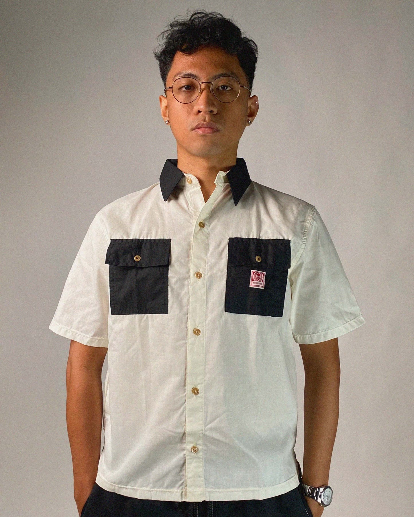 CUBAN FULL ROLL™ | RETRO OVERSIZED POLO IN OFFWHITE- BASALT BLACK