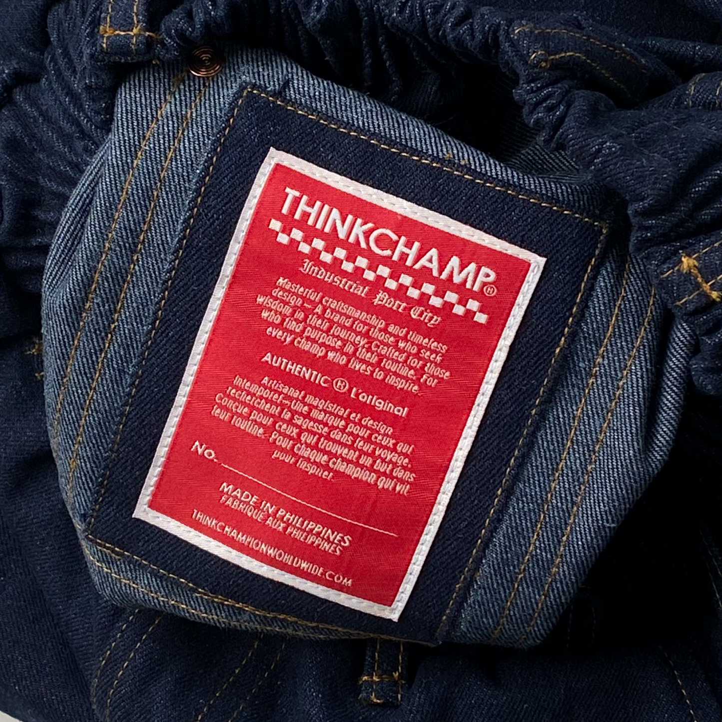 DENIM 4-POCKET DOUBLE KNEE PANTS | UNISEX SCARLET TAG BY THINKCHAMP