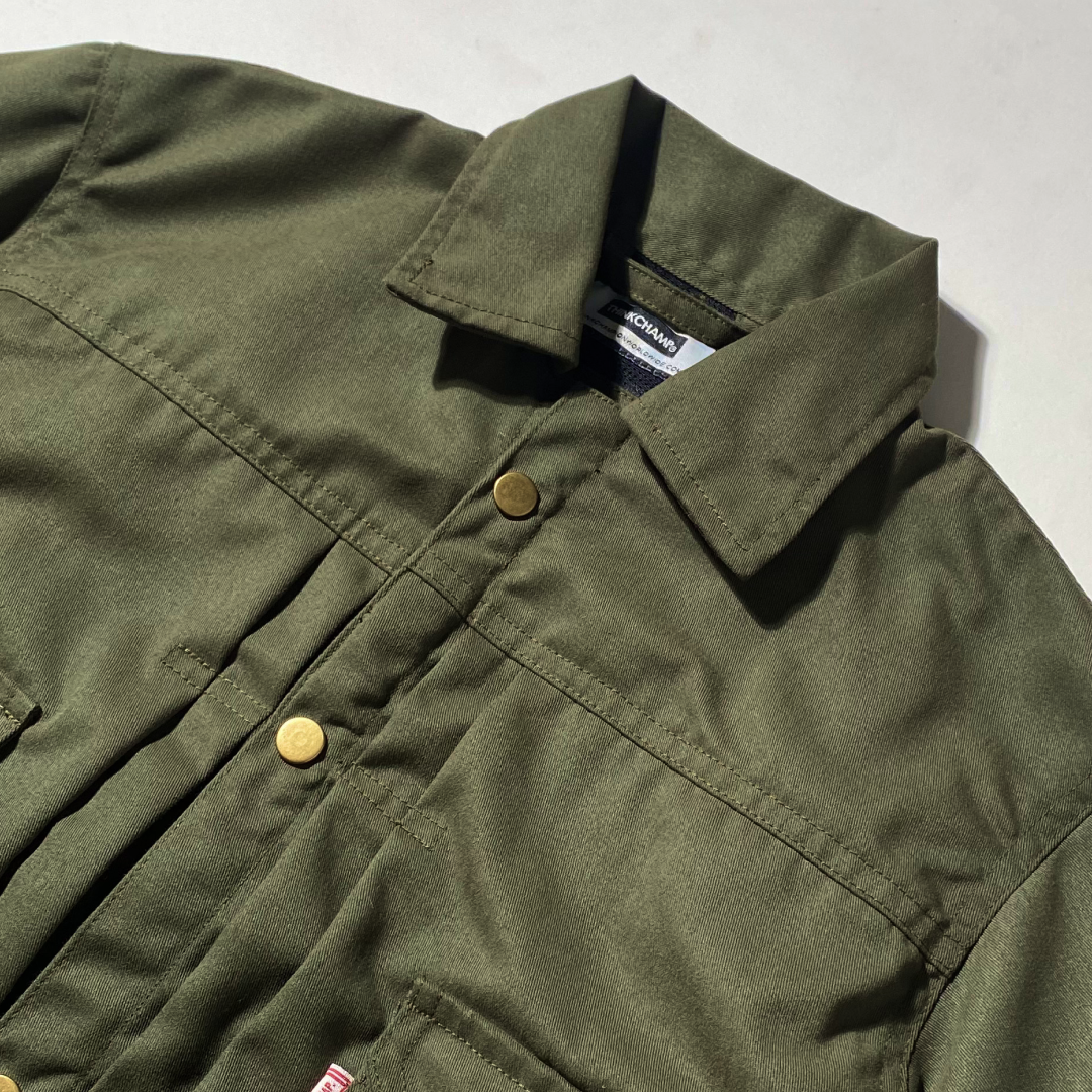 (PRE-ORDER ONLY) ARCHIVE 001: BUCCANEER TWILL TYPE-2 JACKET IN LAKE GREEN | SCARLET TAG BY THINKCHAMP