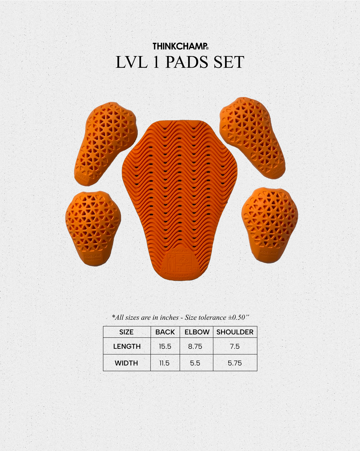 LEVEL 1 PADS FOR PADDED-READY JACKETS