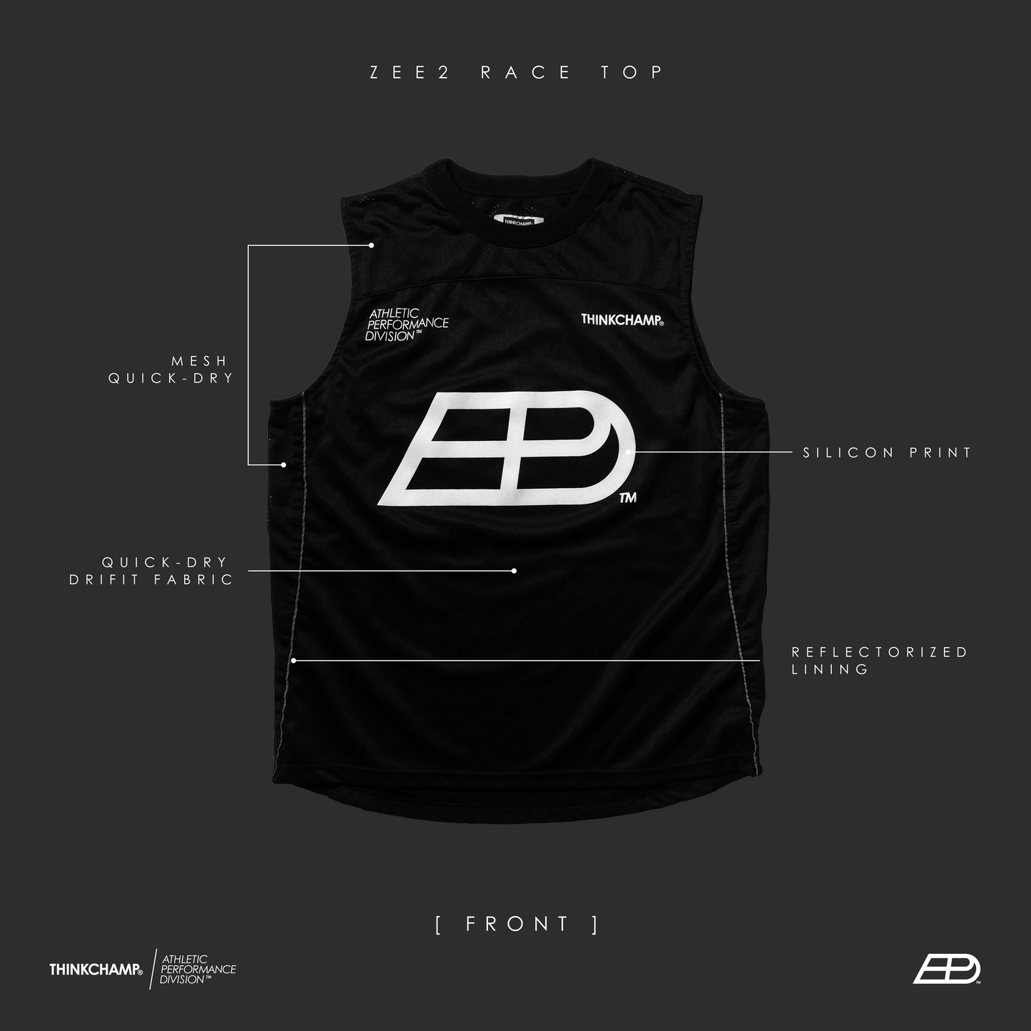 PRE-ORDER ONLY | ZEE2 RACE TOP in B/W Colorway