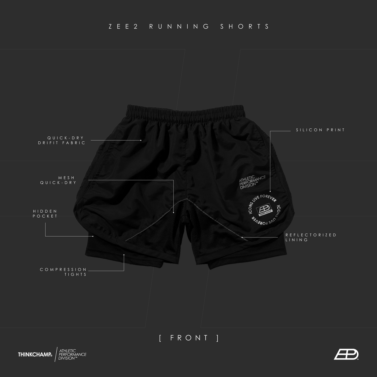ZEE2 RUNNING SHORTS IN COMET WHITE