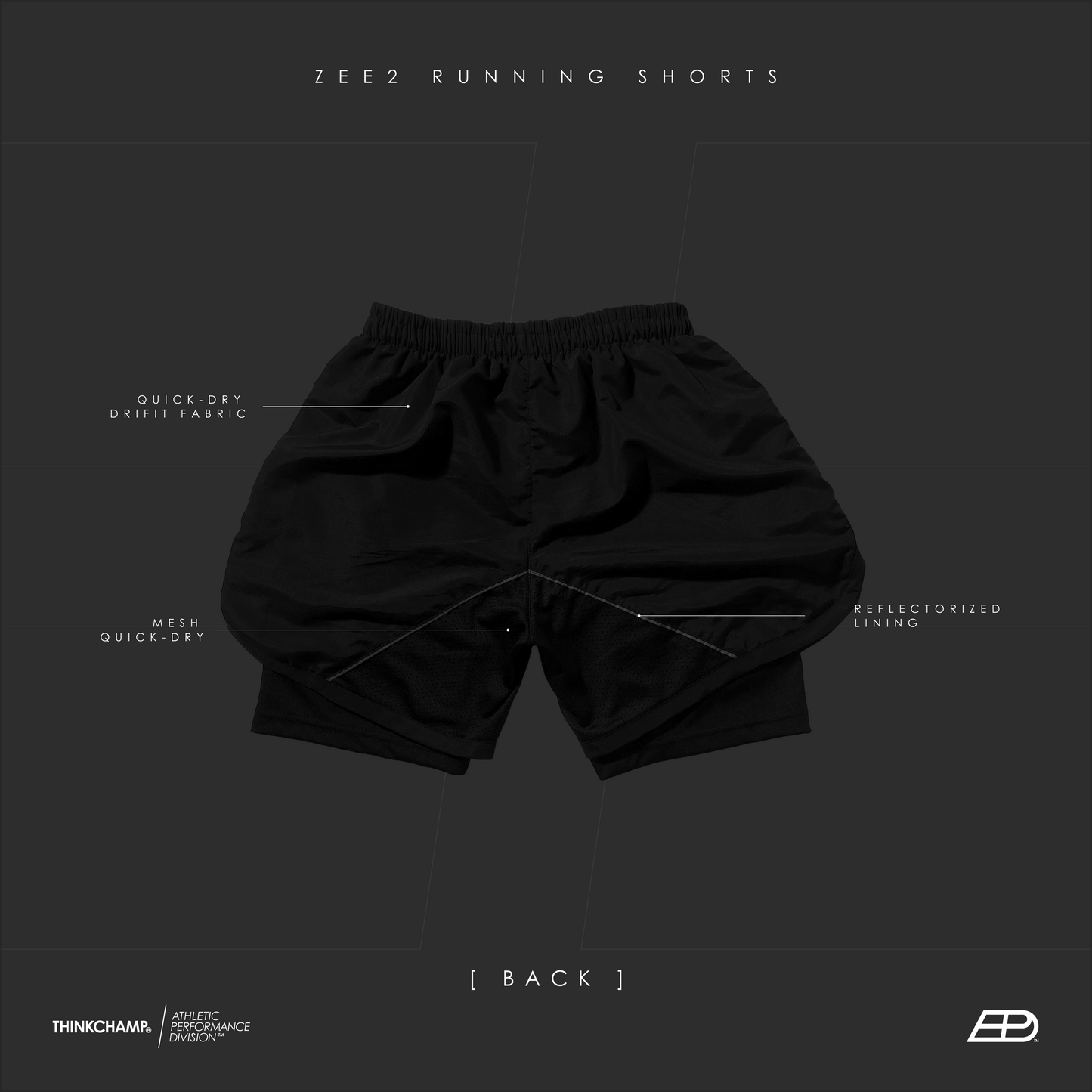 ZEE2 RUNNING SHORTS IN COMET WHITE