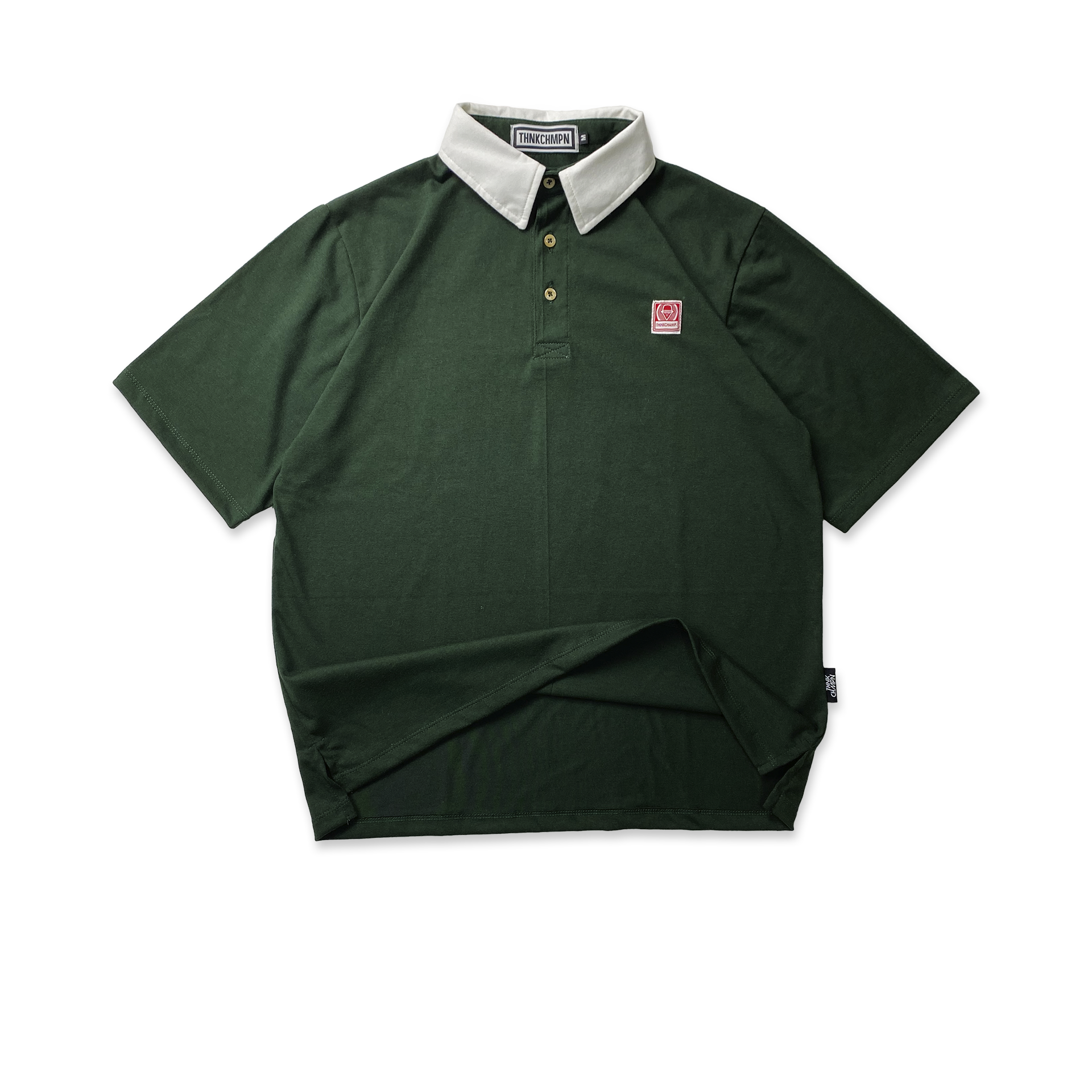 POLO CLUB OVERSIZED POLO SHIRT IN OFFWHITE BOTTLE GREEN