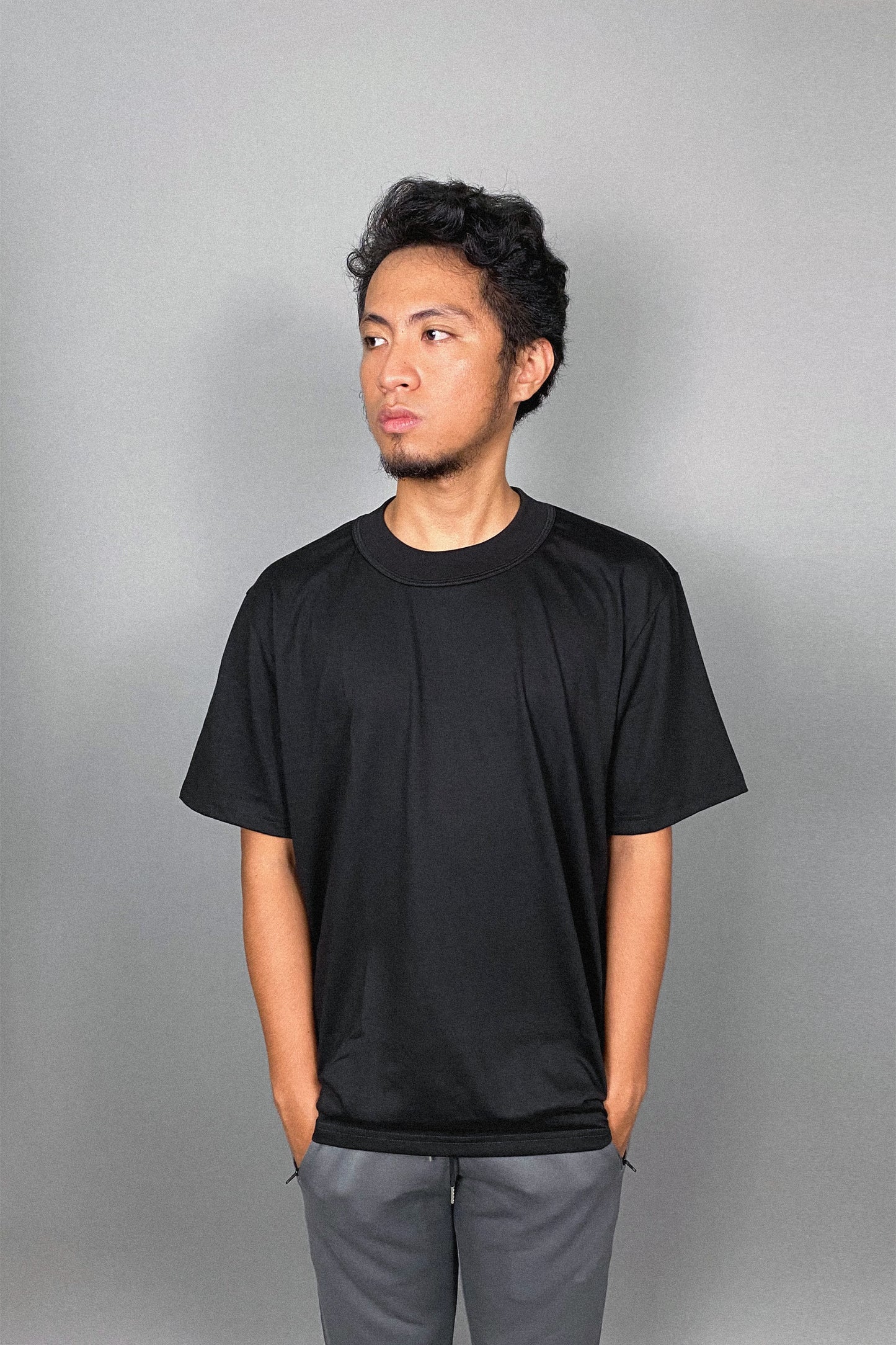 JET BLACK | ELEVATED MOCK NECK | SHORT SLEEVE TEE