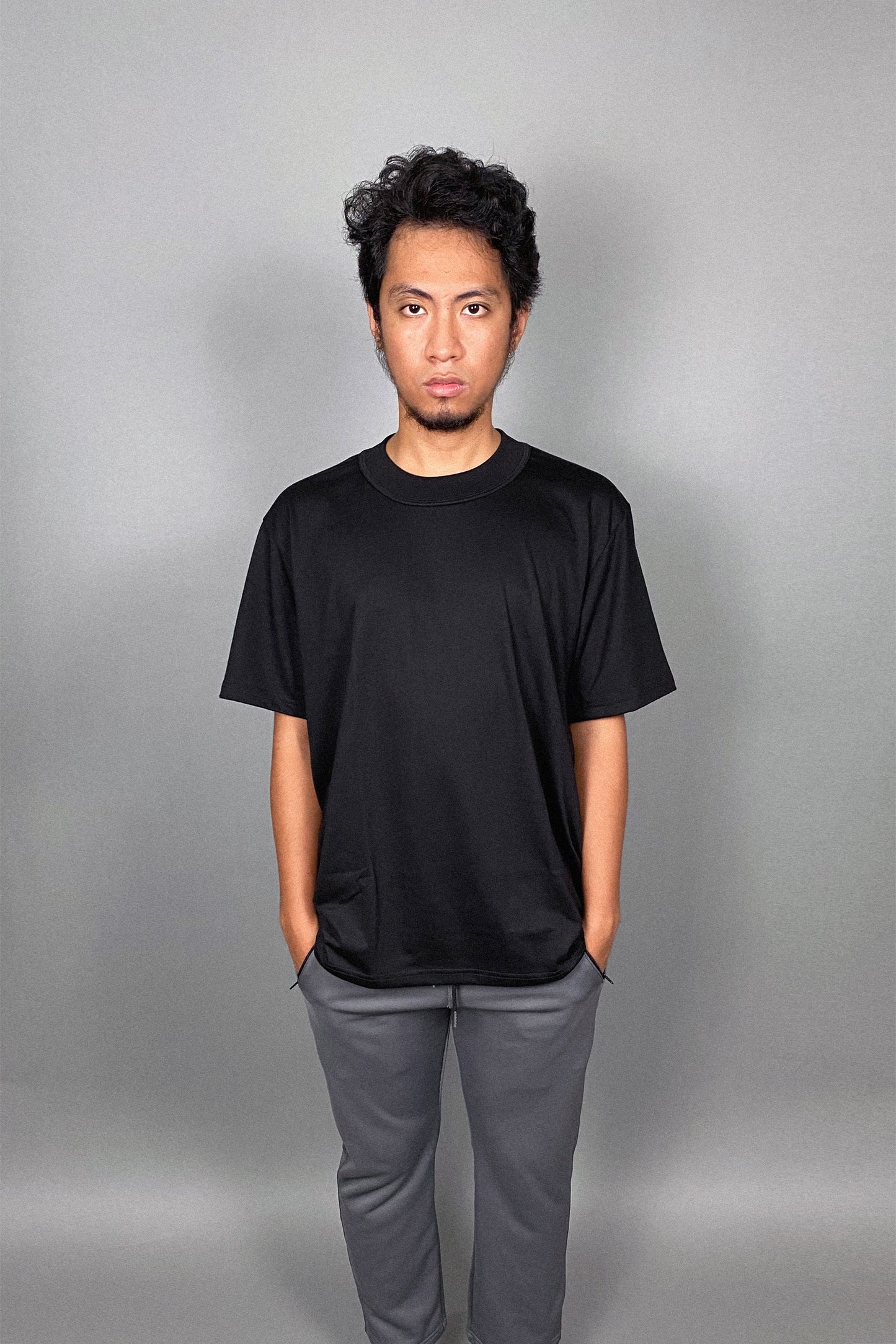 JET BLACK | ELEVATED MOCK NECK | SHORT SLEEVE TEE