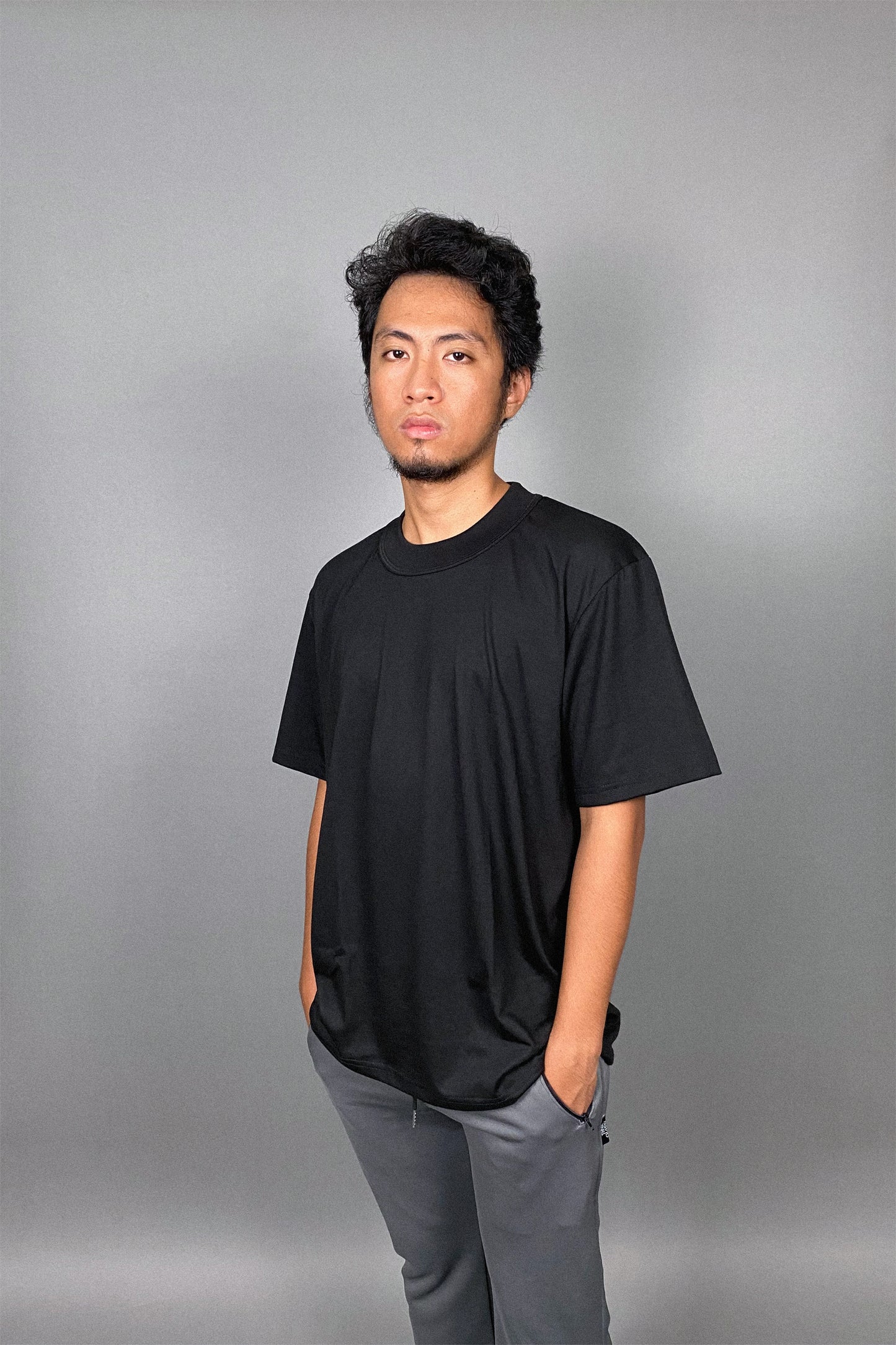 JET BLACK | ELEVATED MOCK NECK | SHORT SLEEVE TEE