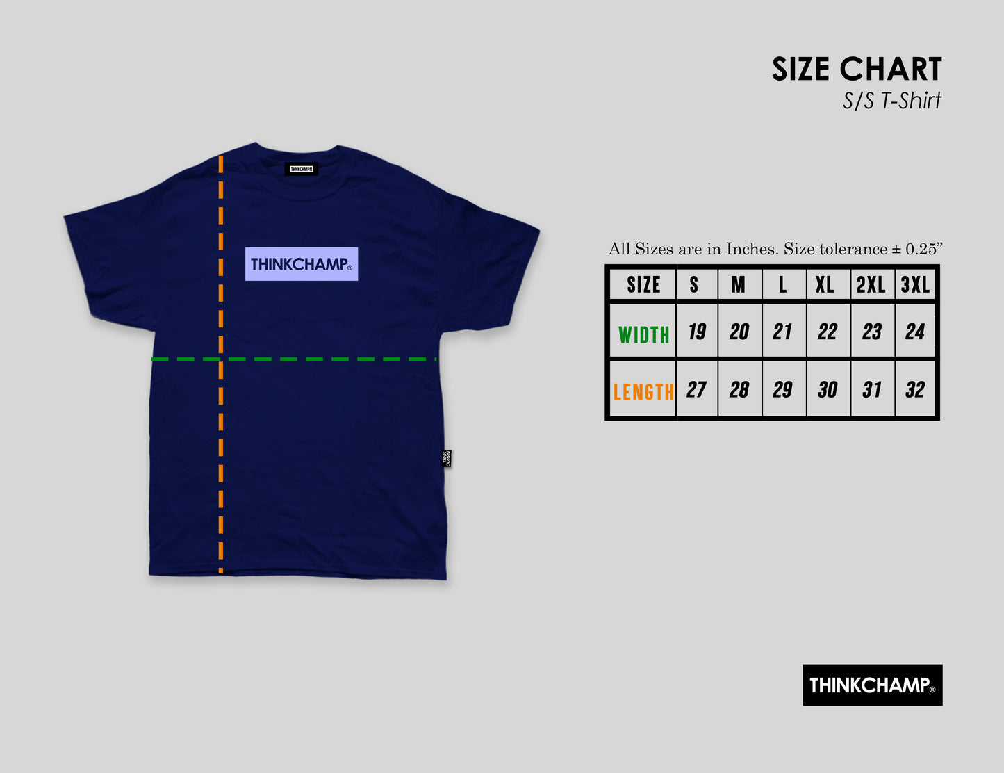 THINK CHAMP ボックスロゴ | パシフィックブルー | 半袖Tシャツ