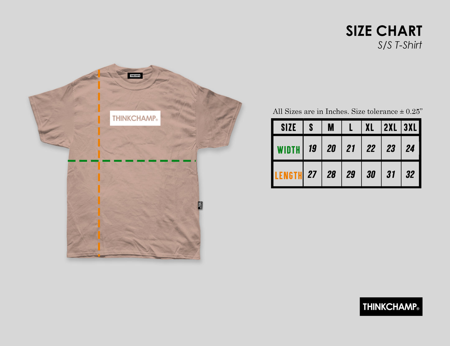 THINK CHAMP ボックスロゴ | ホワイトモカ | 半袖Tシャツ