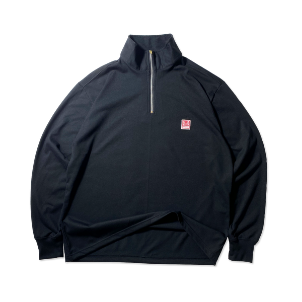 QUARTER ZIP L/S ICONIC PATCH | BOXY FIT IN BLACK – THNKCHMPN