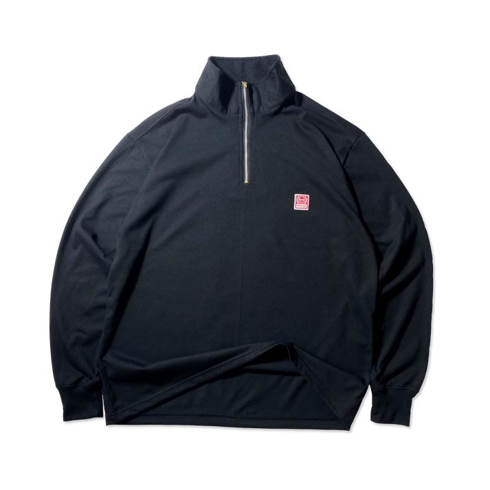 QUARTER ZIP L/S ICONIC PATCH | BOXY FIT IN BLACK – THNKCHMPN