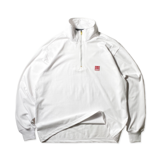QUARTER ZIP L/S ICONIC PATCH | BOXY FIT IN WHITE