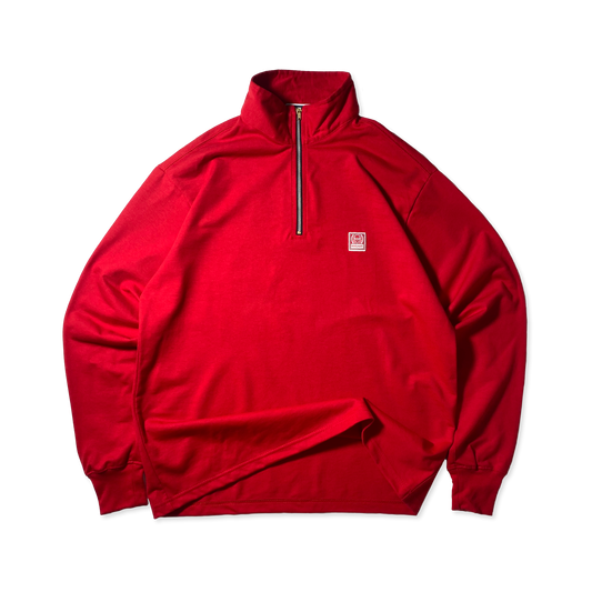QUARTER ZIP L/S ICONIC PATCH | BOXY FIT IN RED