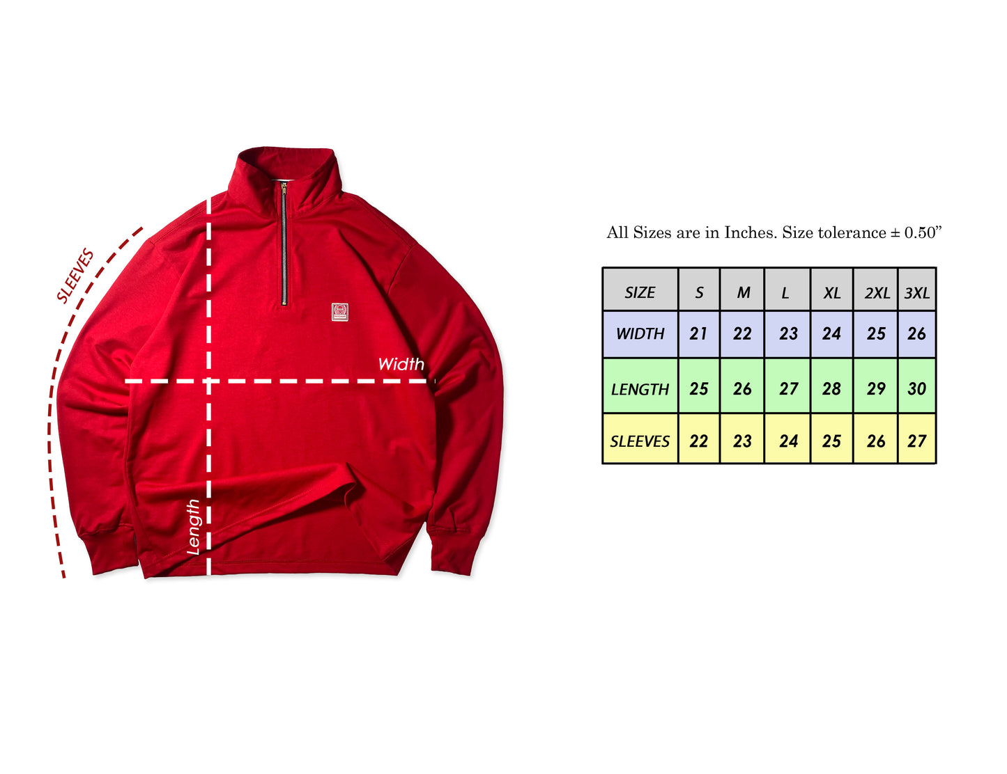 QUARTER ZIP L/S ICONIC PATCH | BOXY FIT IN RED