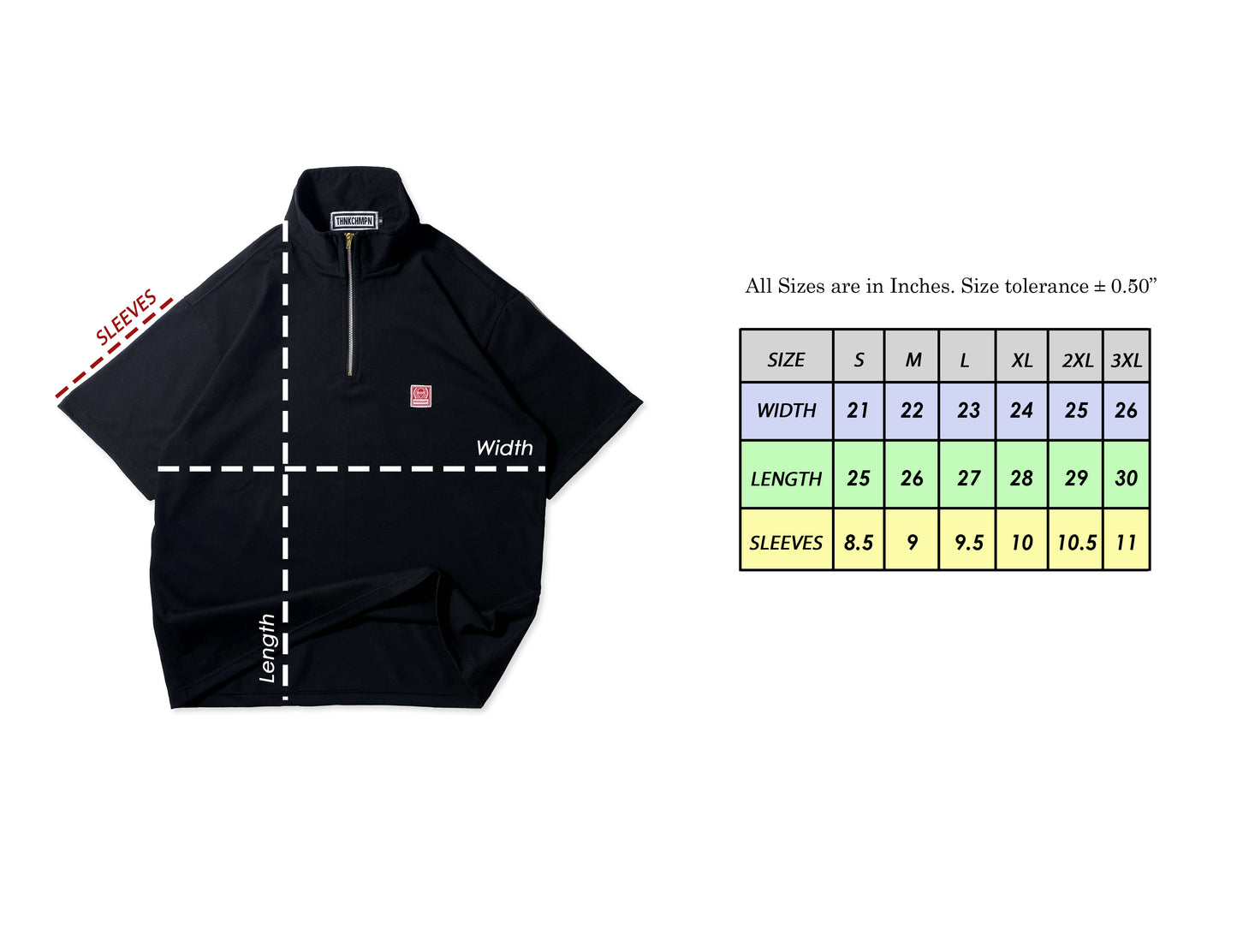 QUARTER ZIP ICONIC PATCH | BOXY FIT IN BLACK