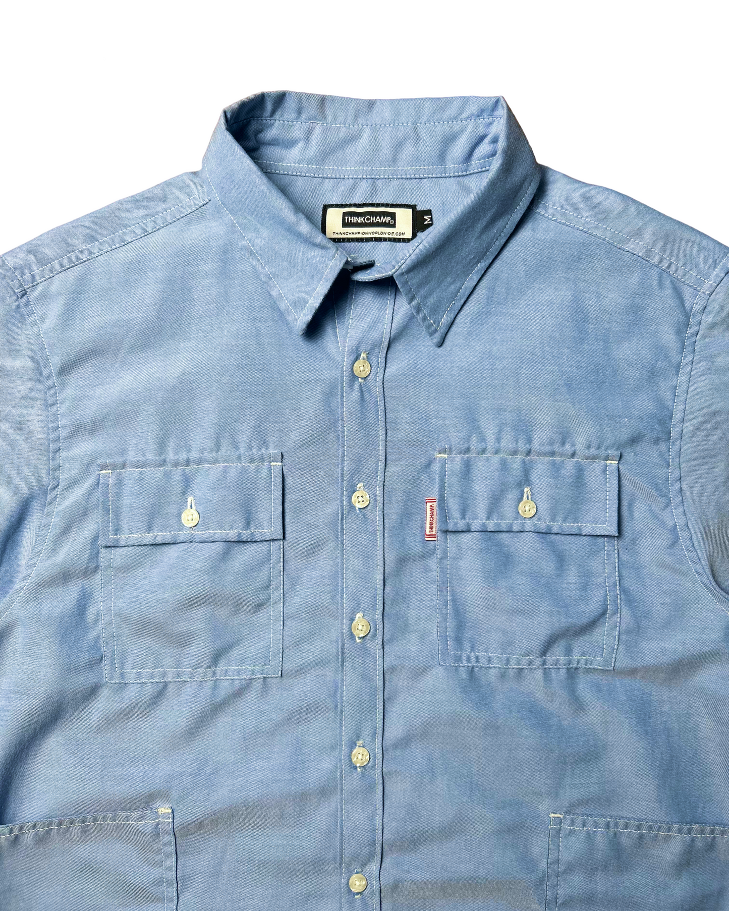 CHARLIE WORKWEAR POLO CHAMBREY IN POWDER BLUE