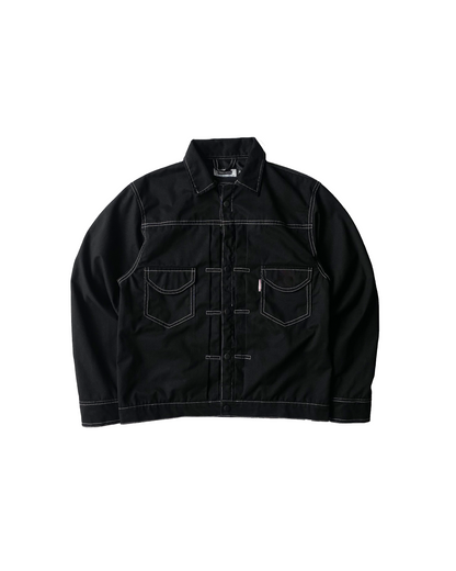 BUCCANEER TWILL TYPE-2 JACKET IN BASALT BLACK | SCARLET TAG BY THINKCHAMP