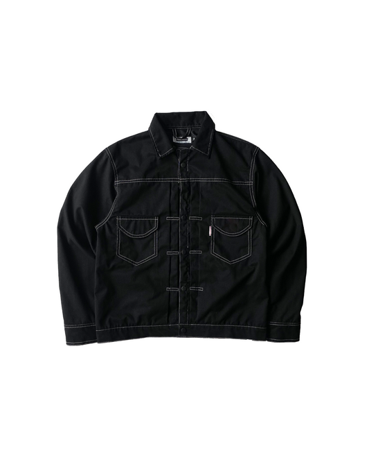 BUCCANEER TWILL TYPE-2 JACKET IN BASALT BLACK | SCARLET TAG BY THINKCHAMP