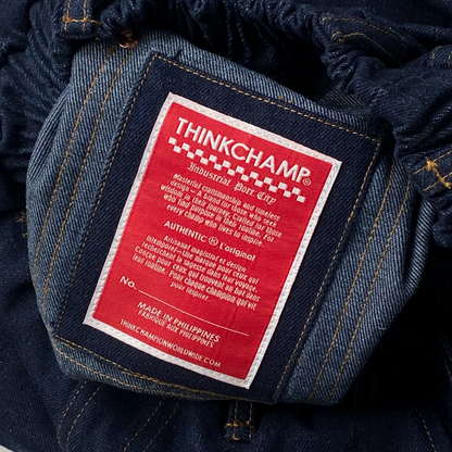 DENIM 4-POCKET DOUBLE KNEE PANTS | UNISEX SCARLET TAG BY THINKCHAMP