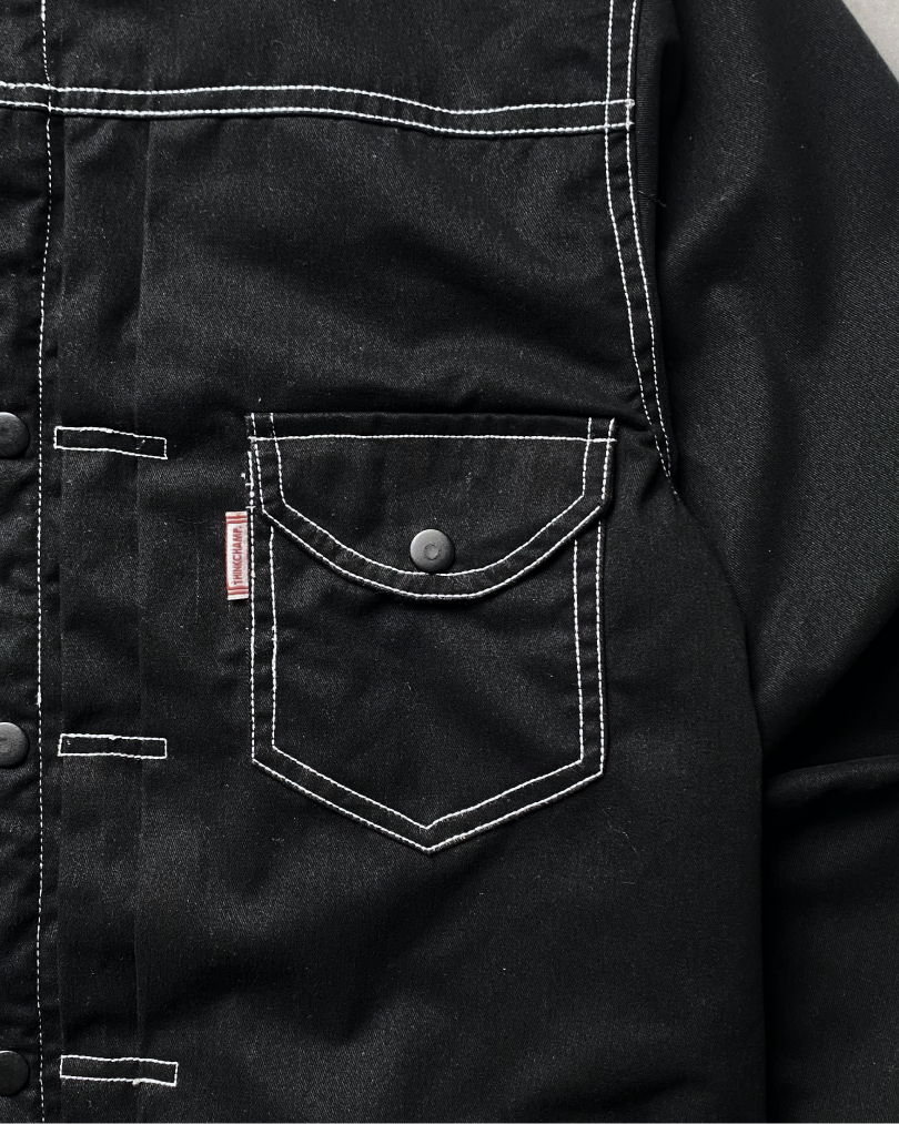 BUCCANEER TWILL TYPE-2 JACKET IN BASALT BLACK | SCARLET TAG BY THINKCHAMP