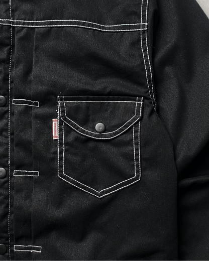 BUCCANEER TWILL TYPE-2 JACKET IN BASALT BLACK | SCARLET TAG BY THINKCHAMP