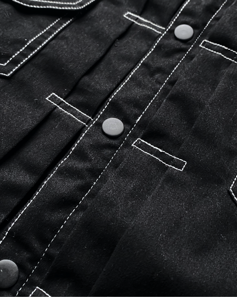 BUCCANEER TWILL TYPE-2 JACKET IN BASALT BLACK | SCARLET TAG BY THINKCHAMP
