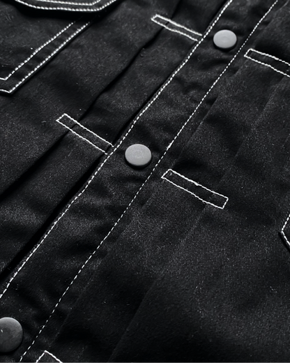 BUCCANEER TWILL TYPE-2 JACKET IN BASALT BLACK | SCARLET TAG BY THINKCHAMP